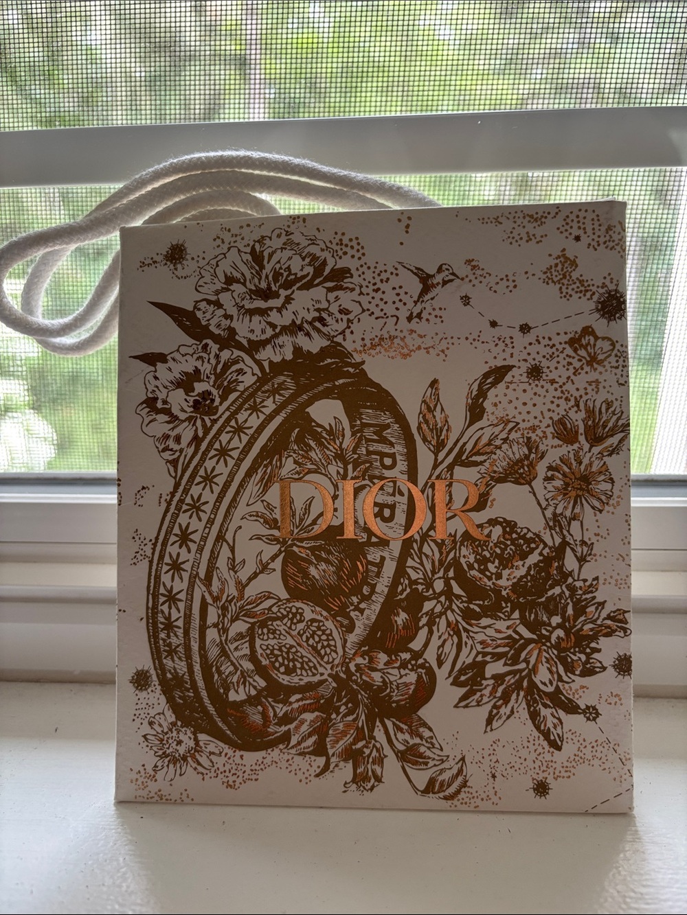 Dior Ivory Bag with Copper Floral Motif
